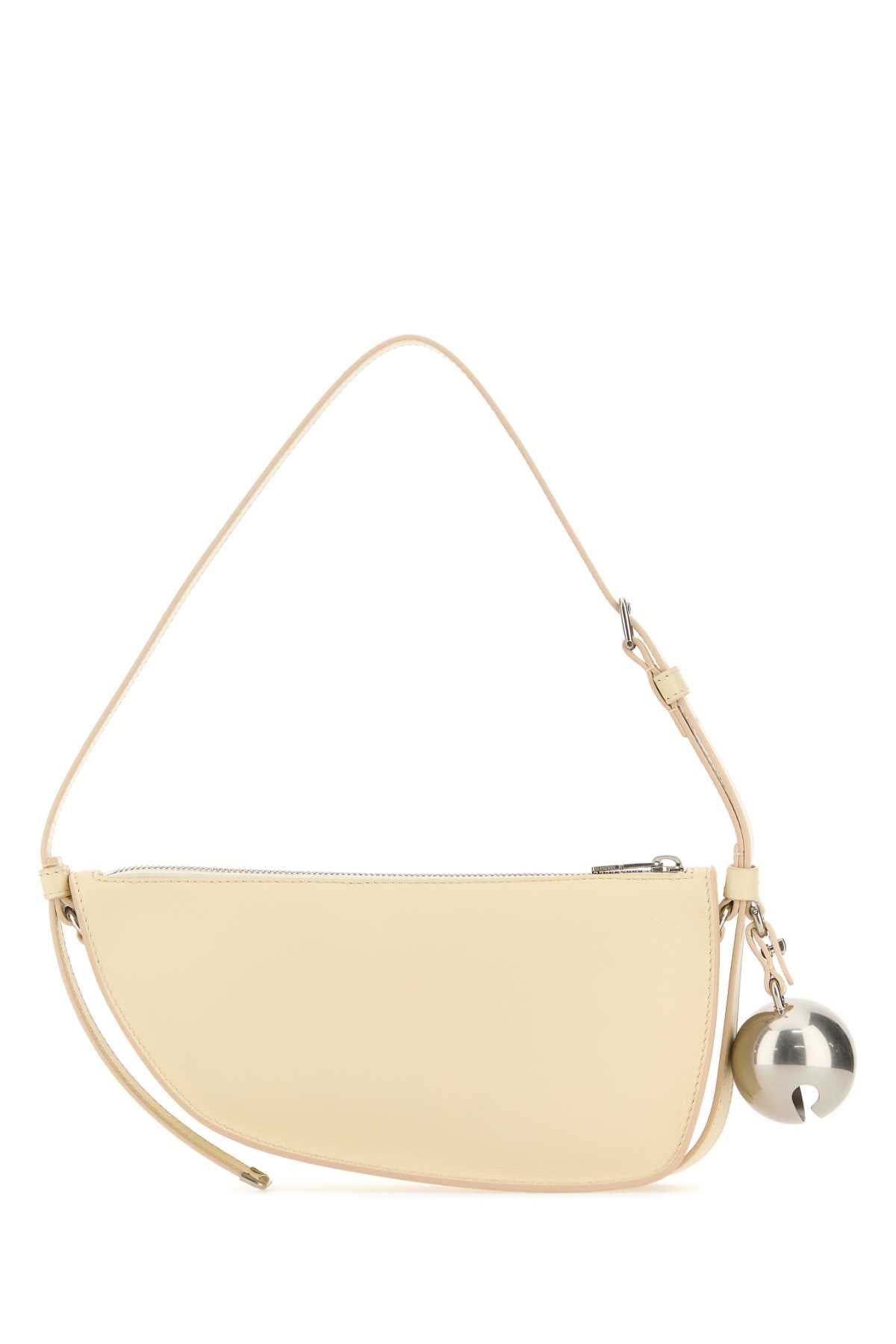 Burberry Women Cream Leather Shield Mini Shoulder Bag