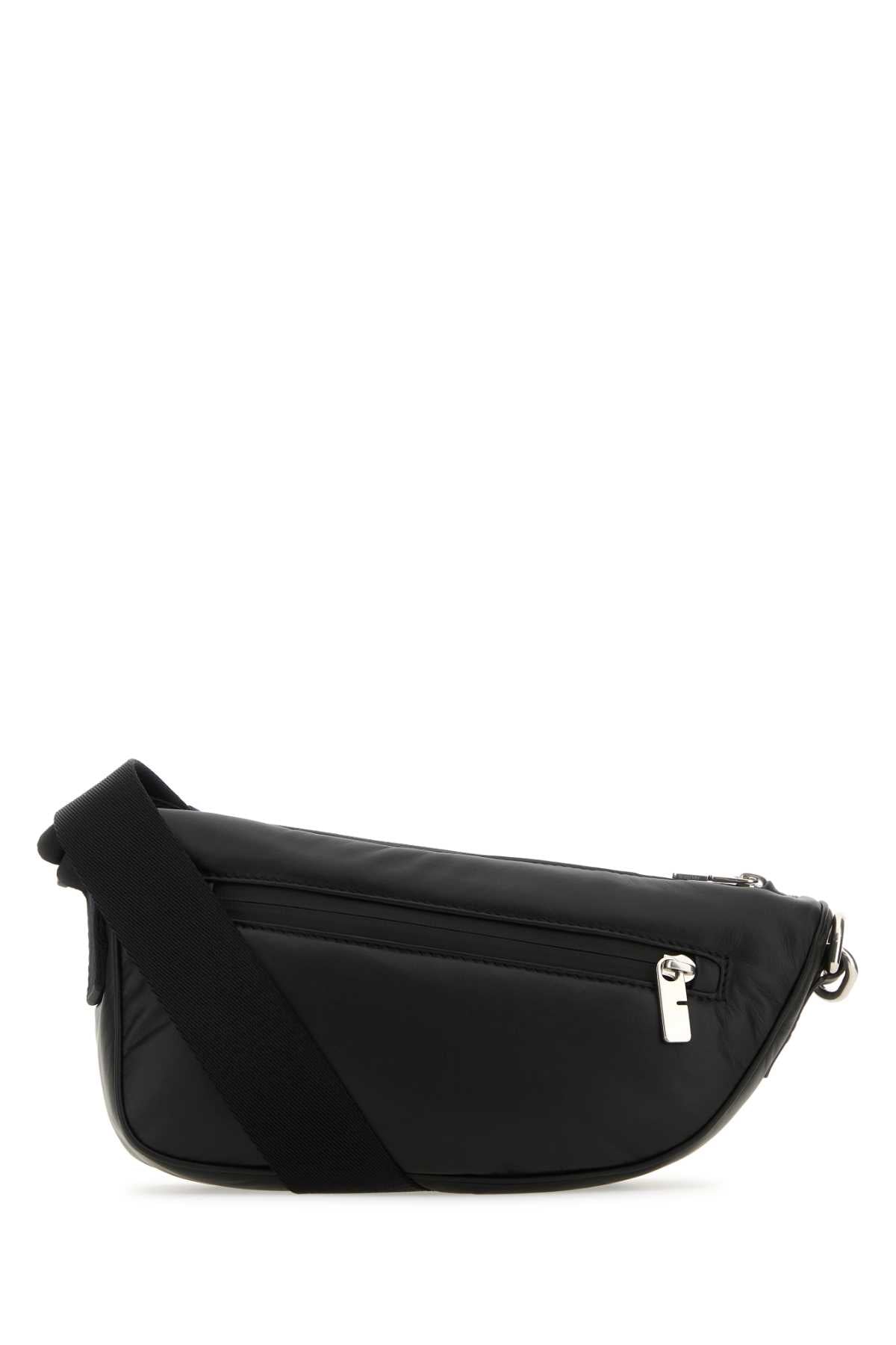 BURBERRY Burberry Men Black Leather Shield Crossbody Bag