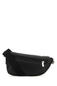 BURBERRY Burberry Men Black Leather Shield Crossbody Bag