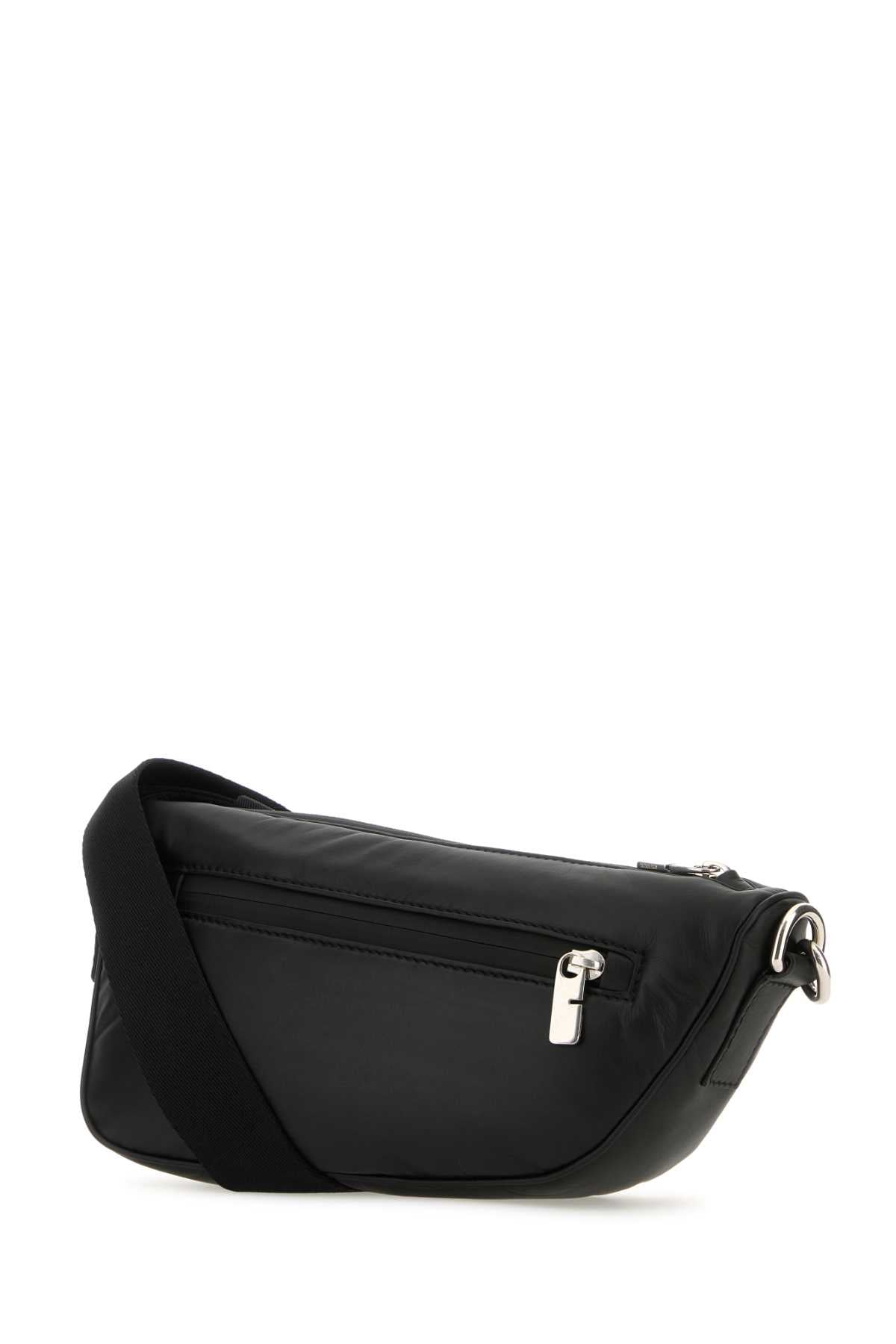 BURBERRY Burberry Men Black Leather Shield Crossbody Bag