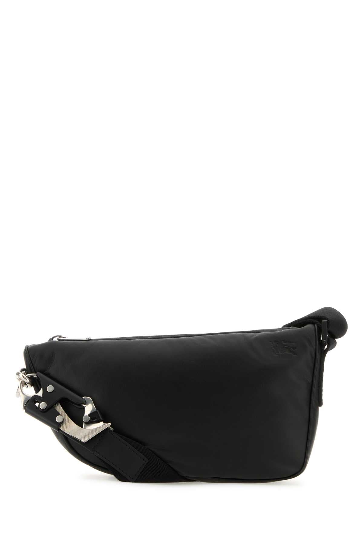 BURBERRY Burberry Men Black Leather Shield Crossbody Bag