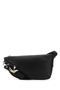 BURBERRY Burberry Men Black Leather Shield Crossbody Bag