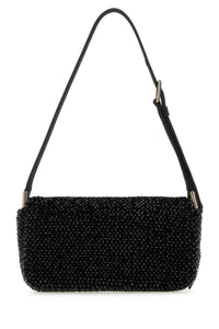 Jimmy Choo Women Black Satin Mini Avenue Shoulder Bag