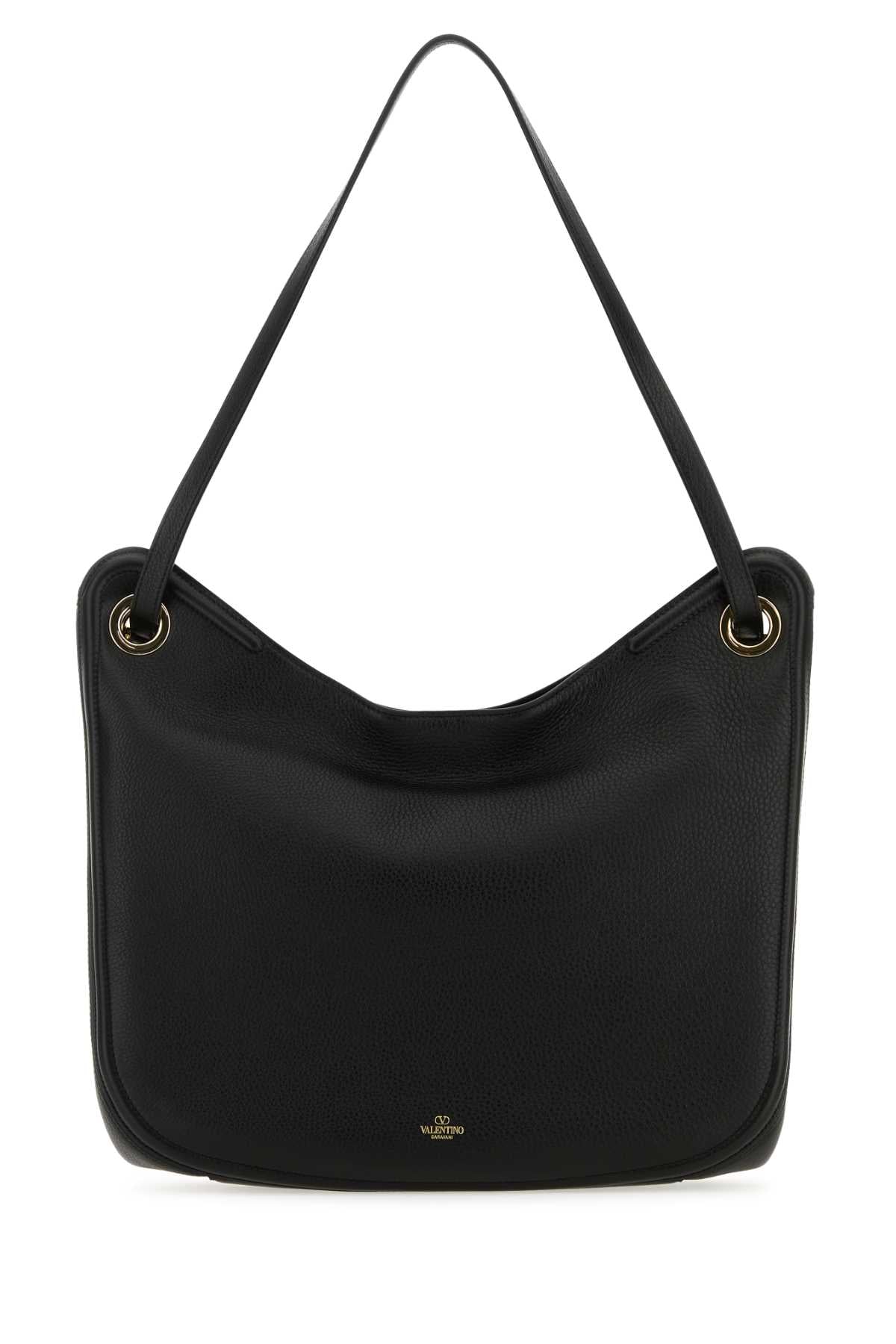 VALENTINO GARAVANI Valentino Garavani Women Black Leather Vlogo Moon Shopping Bag
