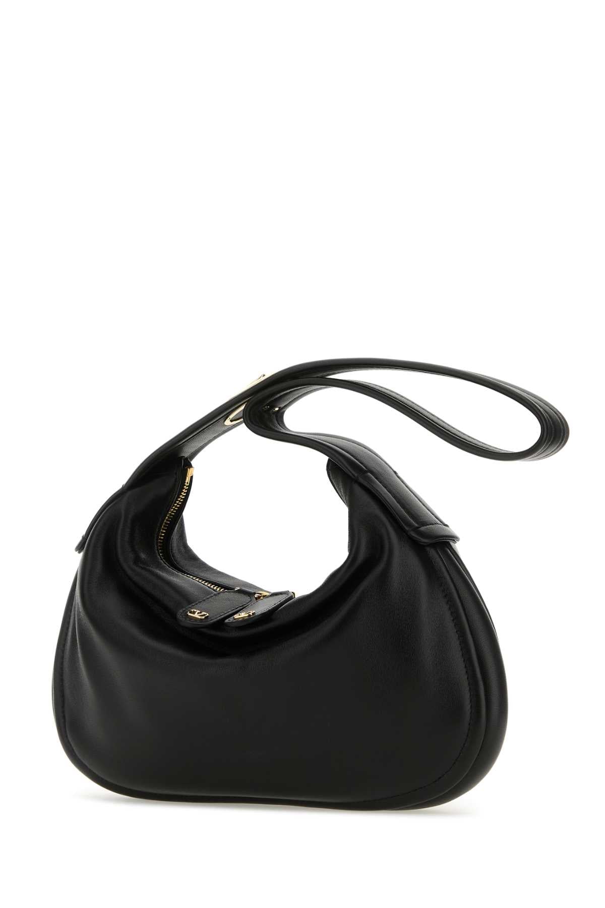 VALENTINO GARAVANI Valentino Garavani Women Black Nappa Leather Small Go-Hobo Shoulder Bag