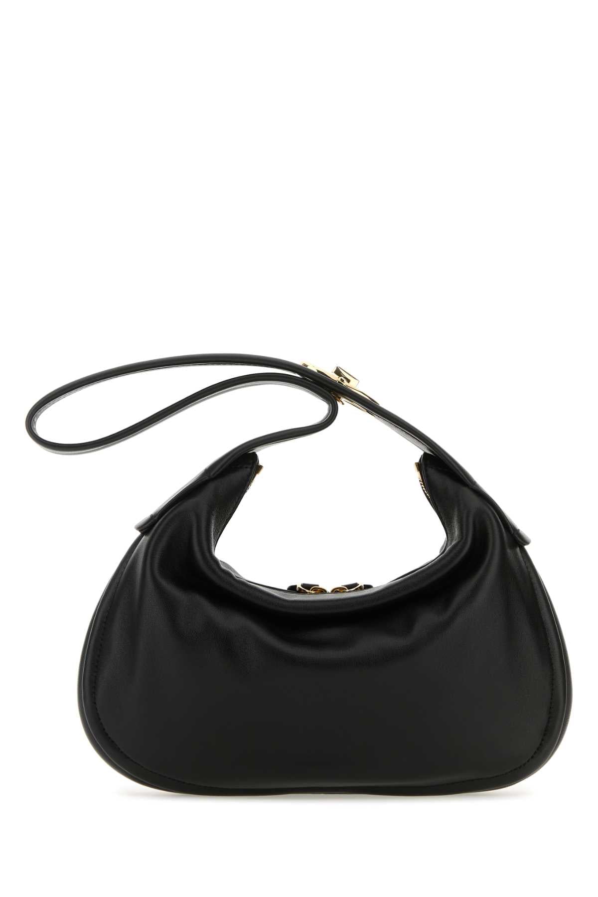 VALENTINO GARAVANI Valentino Garavani Women Black Nappa Leather Small Go-Hobo Shoulder Bag