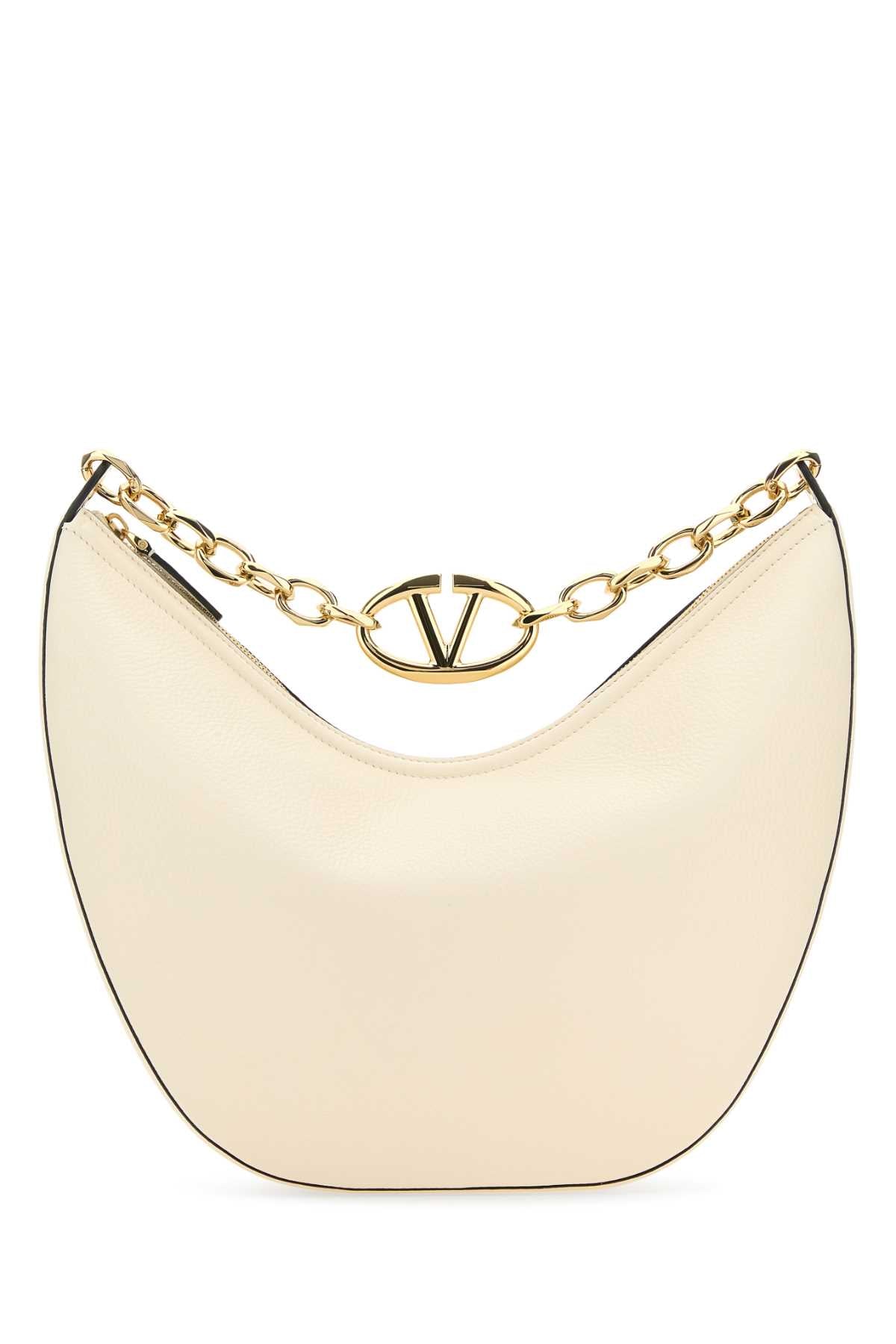 VALENTINO GARAVANI Valentino Garavani Women Ivory Leather Medium Hobo Vlogo Moon Shoulder Bag