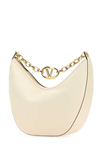 VALENTINO GARAVANI Valentino Garavani Women Ivory Leather Medium Hobo Vlogo Moon Shoulder Bag