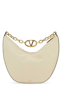 VALENTINO GARAVANI Valentino Garavani Women Ivory Leather Medium Hobo Vlogo Moon Shoulder Bag