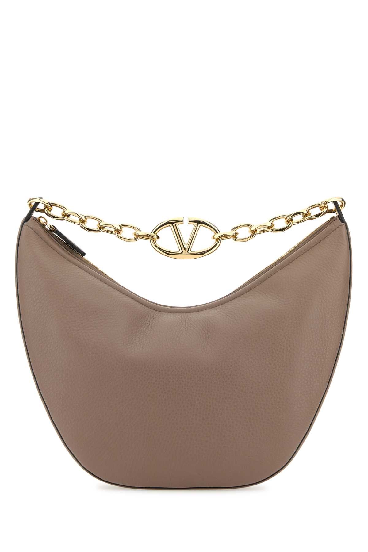 VALENTINO GARAVANI Valentino Garavani Women Antiqued Pink Leather Medium Hobo Vlogo Moon Shoulder Bag