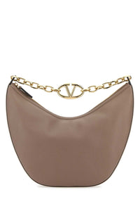 VALENTINO GARAVANI Valentino Garavani Women Antiqued Pink Leather Medium Hobo Vlogo Moon Shoulder Bag