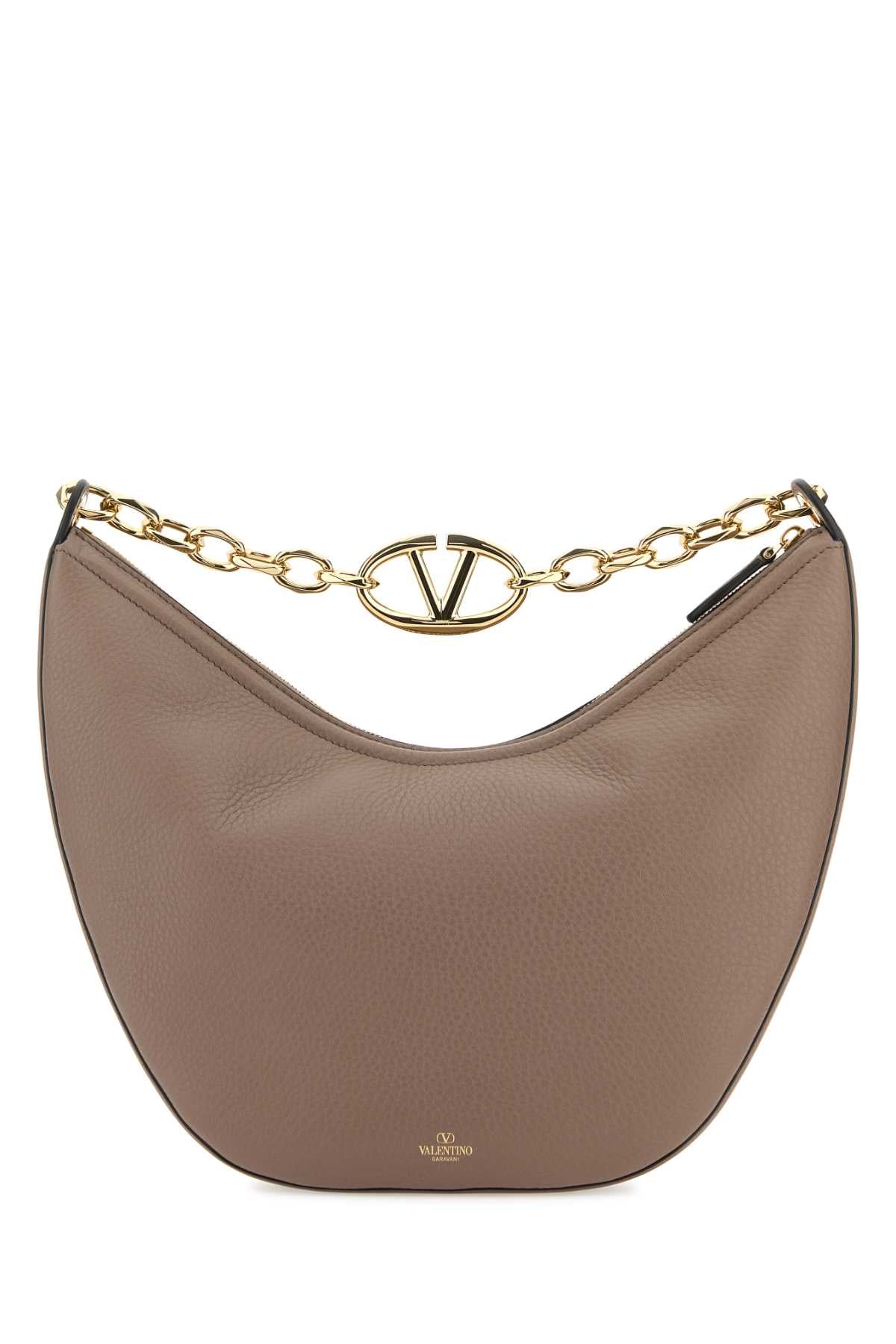 VALENTINO GARAVANI Valentino Garavani Women Antiqued Pink Leather Medium Hobo Vlogo Moon Shoulder Bag