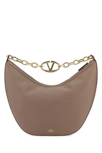 VALENTINO GARAVANI Valentino Garavani Women Antiqued Pink Leather Medium Hobo Vlogo Moon Shoulder Bag