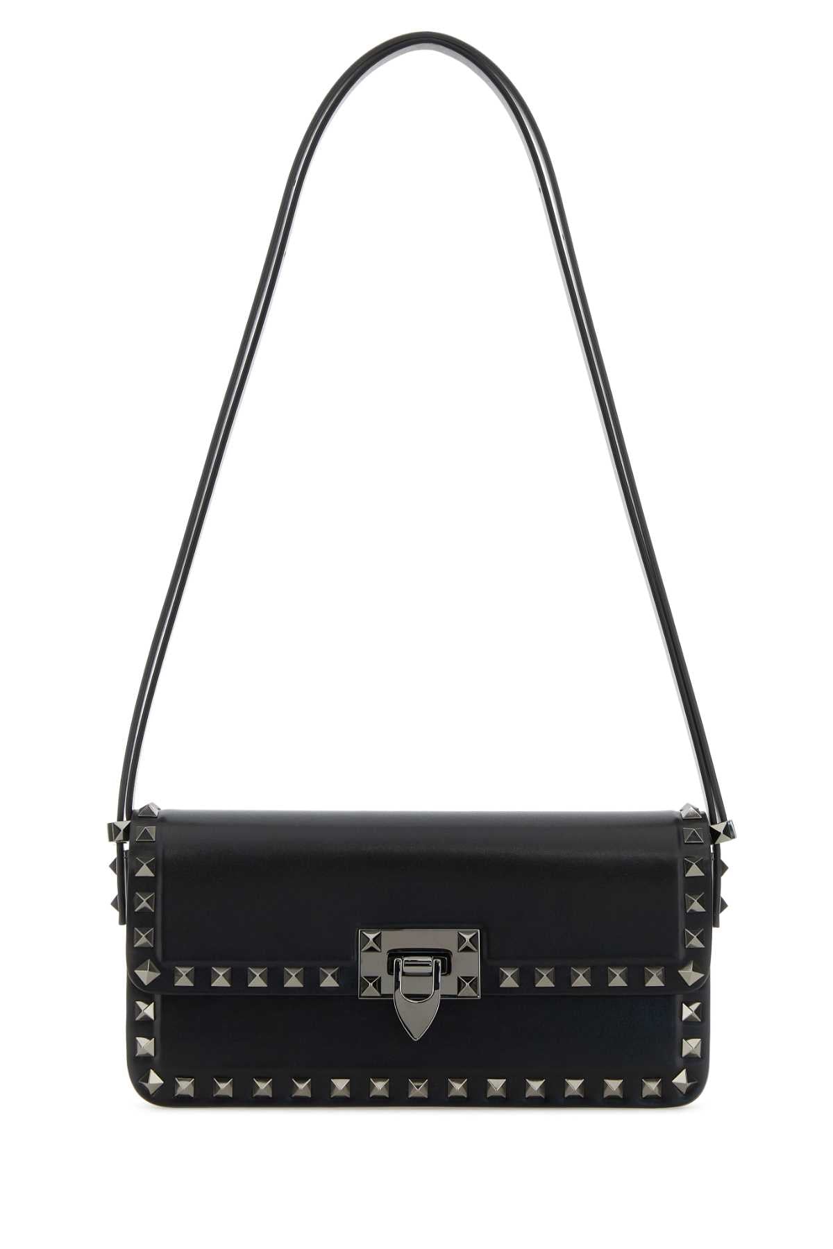 VALENTINO GARAVANI Valentino Garavani Women Black Leather Rockstud Shoulder Bag