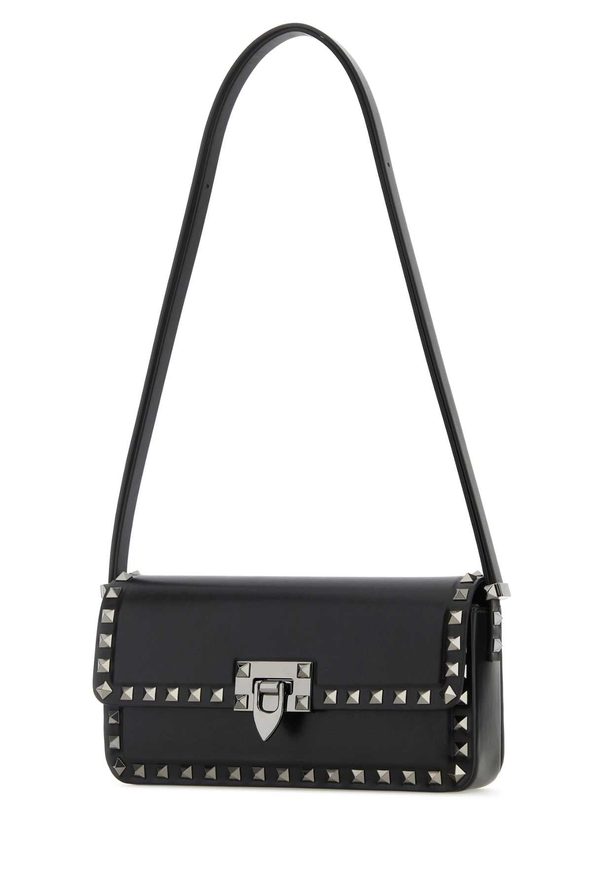 VALENTINO GARAVANI Valentino Garavani Women Black Leather Rockstud Shoulder Bag