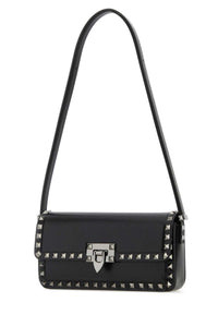 VALENTINO GARAVANI Valentino Garavani Women Black Leather Rockstud Shoulder Bag