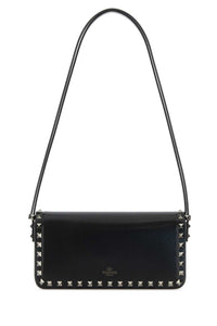 VALENTINO GARAVANI Valentino Garavani Women Black Leather Rockstud Shoulder Bag