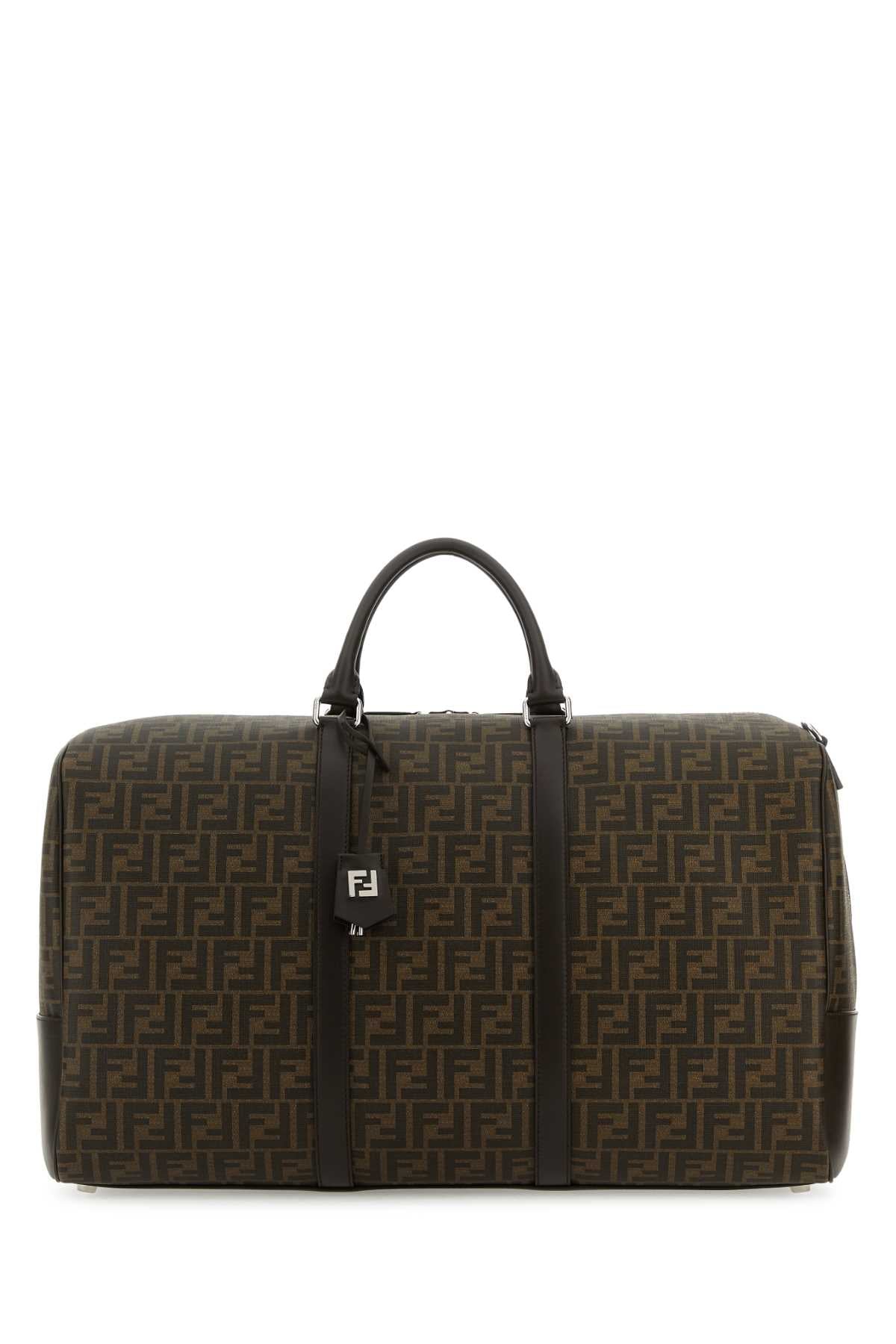 Fendi Women Embroidered Fabric Large Ff Duffle Travel Bag