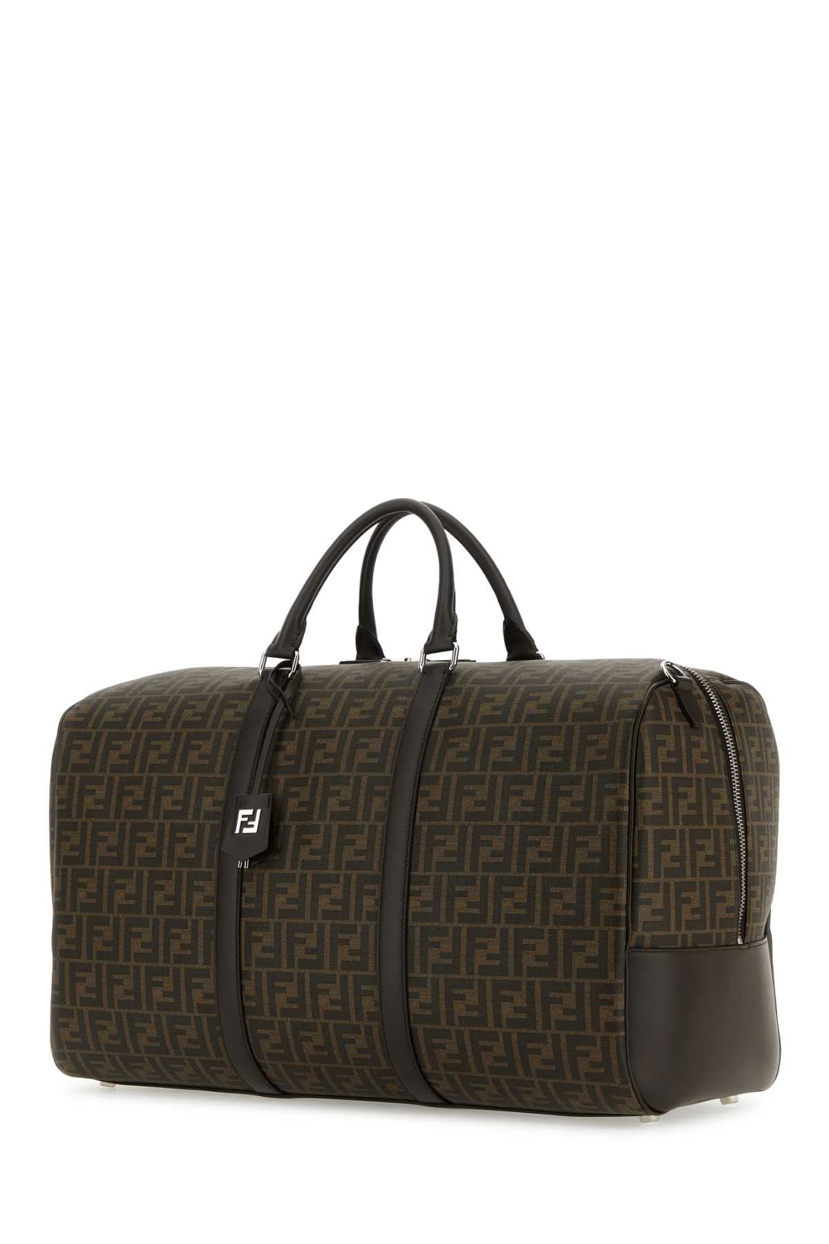 Fendi Women Embroidered Fabric Large Ff Duffle Travel Bag