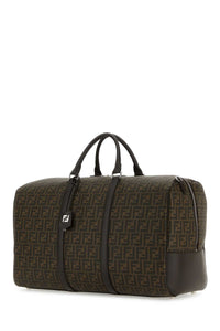 Fendi Women Embroidered Fabric Large Ff Duffle Travel Bag