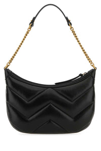 Gucci Women Black Leather Gg Marmont Shoulder Bag
