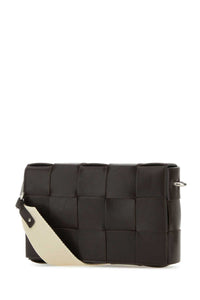 Bottega Veneta Men Dark Brown Leather Cassette Crossbody Bag
