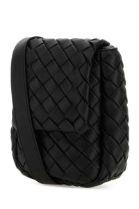 Bottega Veneta Men Black Leather Crossbody Bag
