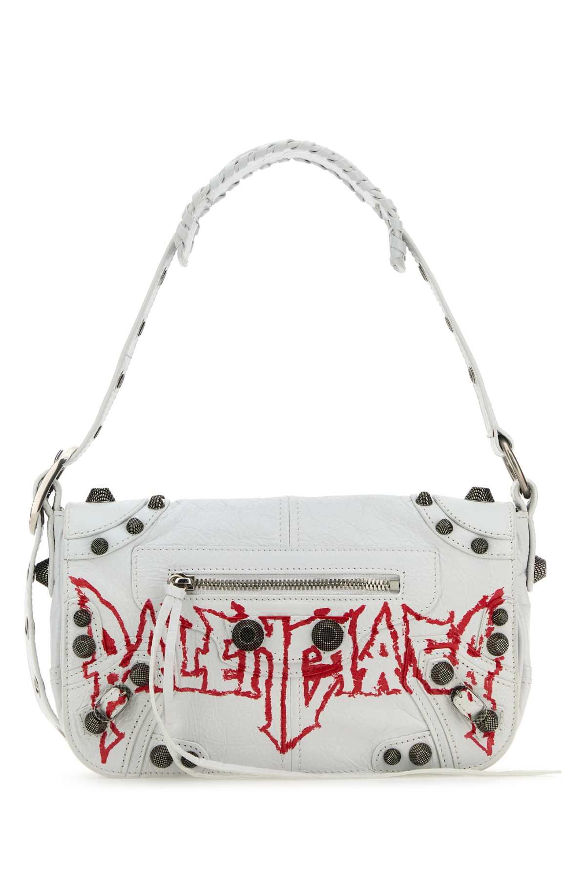 BALENCIAGA Balenciaga Men White Leather Le Cagole Xs Diy Metal Crossbody Bag