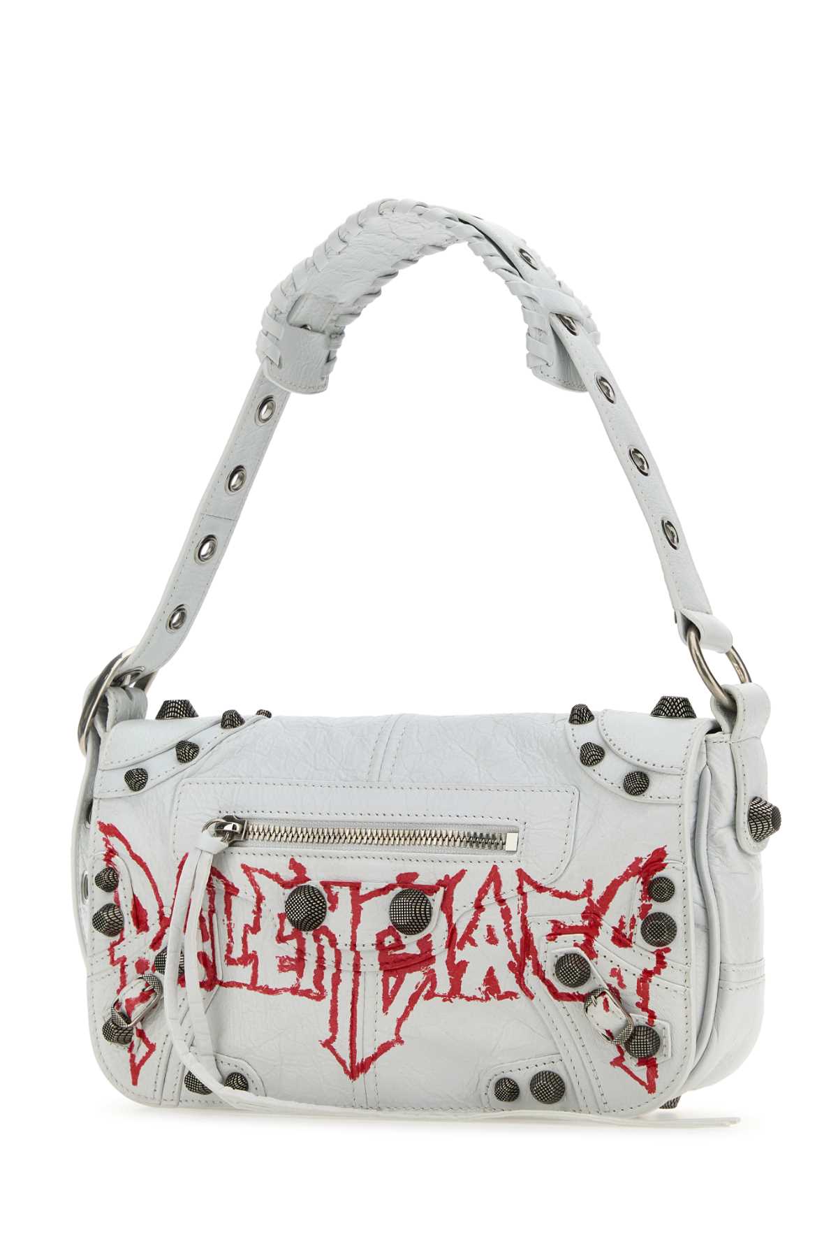 BALENCIAGA Balenciaga Men White Leather Le Cagole Xs Diy Metal Crossbody Bag
