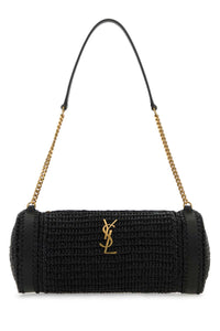 SAINT LAURENT Saint Laurent Women Black Raffia And Leather Cassandre Shoulder Bag