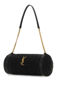 SAINT LAURENT Saint Laurent Women Black Raffia And Leather Cassandre Shoulder Bag