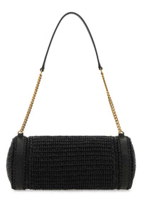 SAINT LAURENT Saint Laurent Women Black Raffia And Leather Cassandre Shoulder Bag