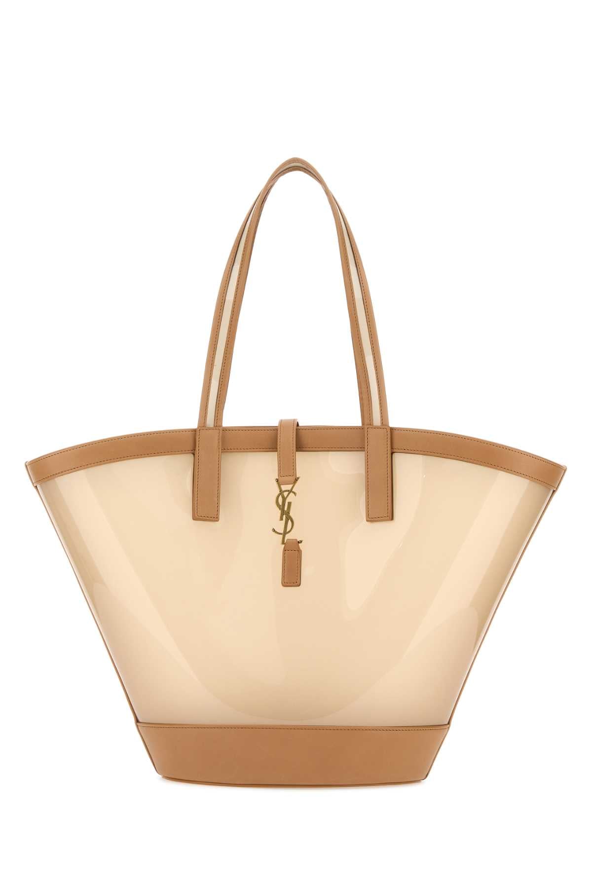 SAINT LAURENT Saint Laurent Women Two-Tone Vinyl And Leather Panier Shopping Bag