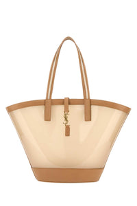 SAINT LAURENT Saint Laurent Women Two-Tone Vinyl And Leather Panier Shopping Bag