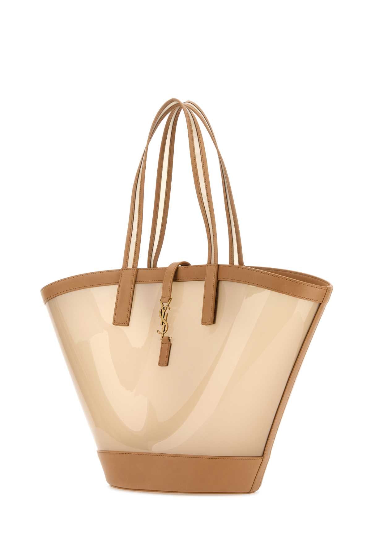 SAINT LAURENT Saint Laurent Women Two-Tone Vinyl And Leather Panier Shopping Bag