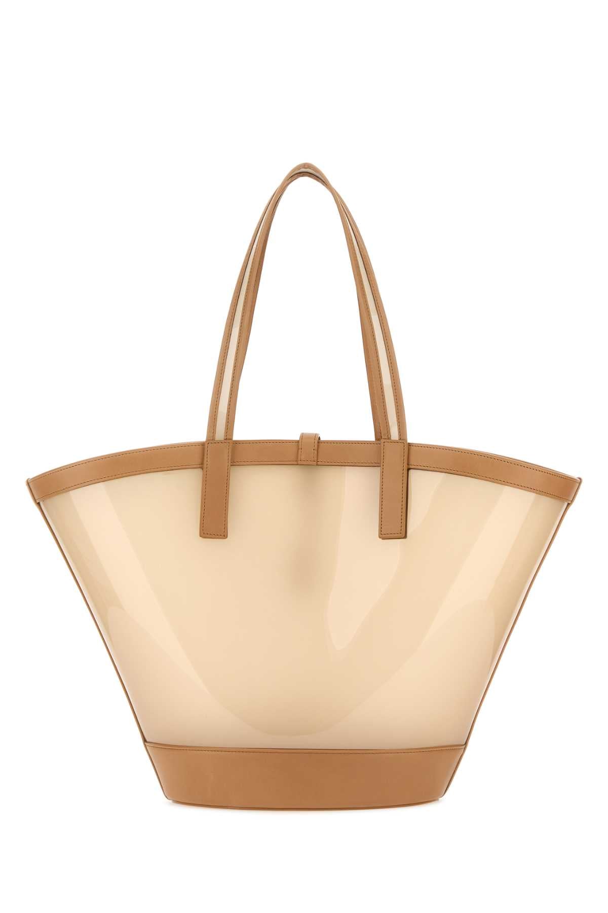 SAINT LAURENT Saint Laurent Women Two-Tone Vinyl And Leather Panier Shopping Bag