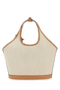 Prada Women Sand Canvas Handbag