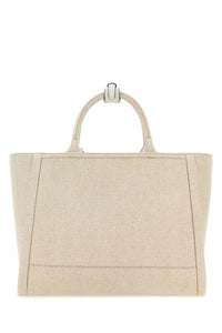 Prada Women Sand Canvas Shopping Bag