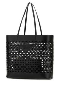 Prada Women Black Leather Shopping Bag