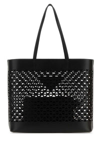 Prada Women Black Leather Shopping Bag