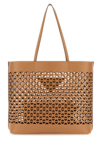 Prada Women Sand Leather Shopping Bag