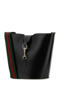Gucci Women Black Leather Small Bucket Bag