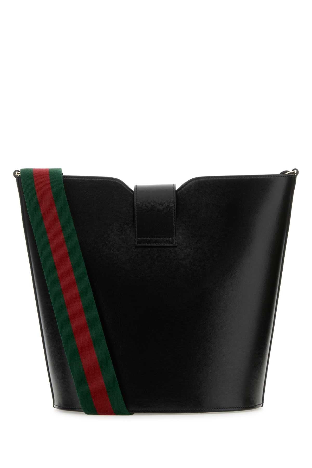 Gucci Women Black Leather Small Bucket Bag