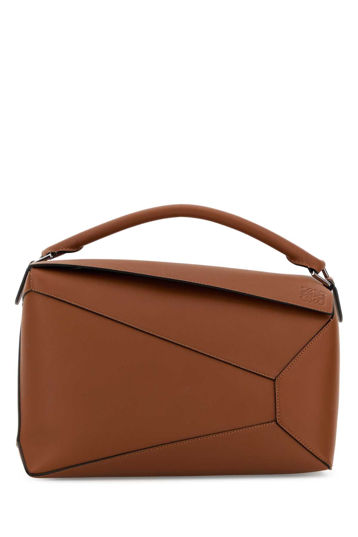 Loewe Men Brown Leather Large Puzzle Edge Handbag