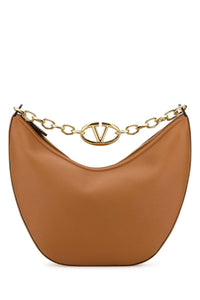 VALENTINO GARAVANI Valentino Garavani Women Camel Leather Medium Hobo Vlogo Moon Handbag