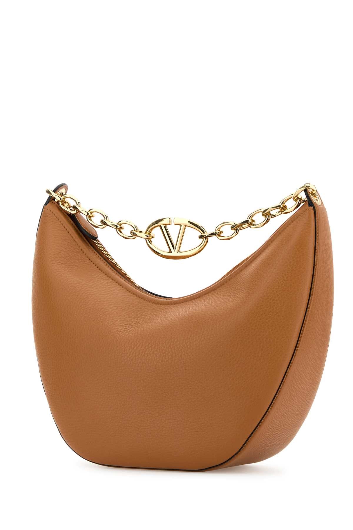 VALENTINO GARAVANI Valentino Garavani Women Camel Leather Medium Hobo Vlogo Moon Handbag