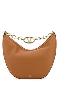 VALENTINO GARAVANI Valentino Garavani Women Camel Leather Medium Hobo Vlogo Moon Handbag