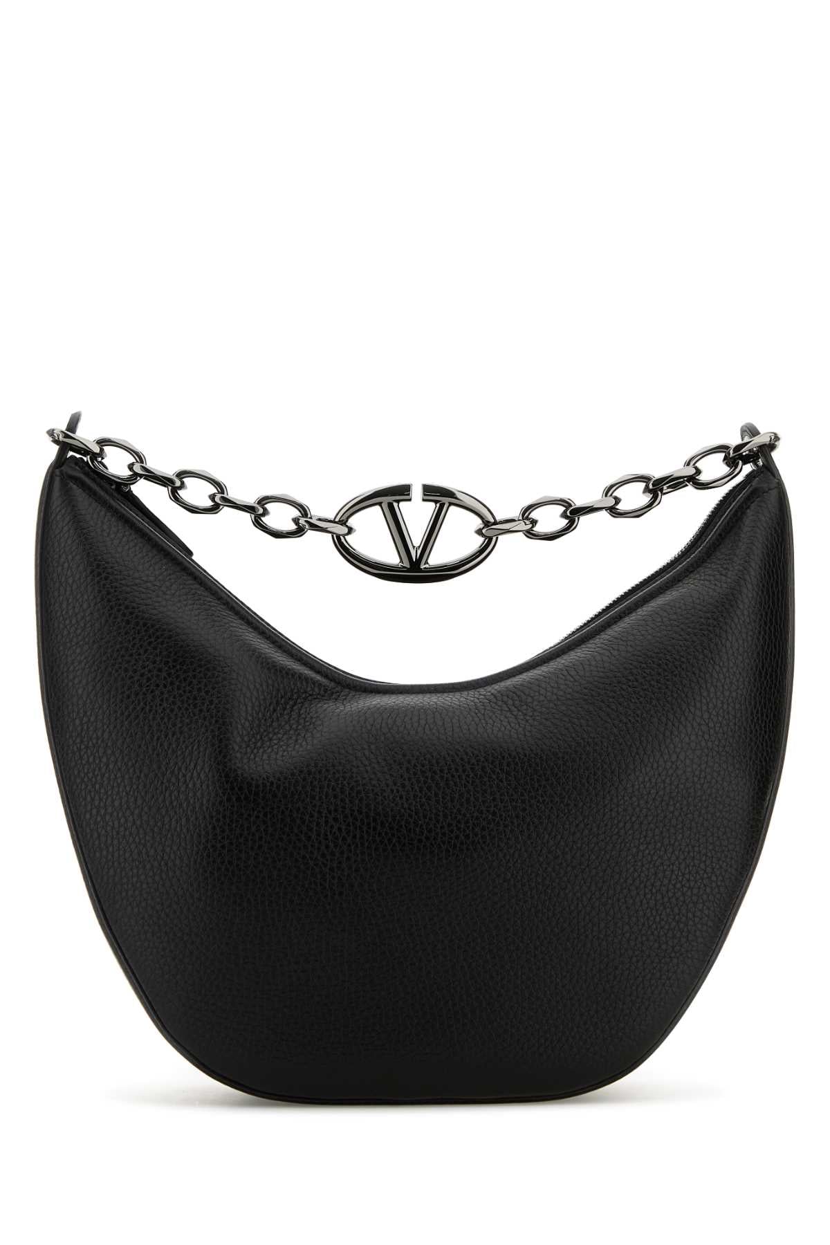 VALENTINO GARAVANI Valentino Garavani Men Black Leather Hobo Vlogo Moon Shoulder Bag