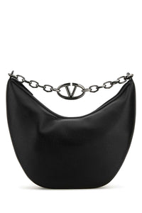 VALENTINO GARAVANI Valentino Garavani Men Black Leather Hobo Vlogo Moon Shoulder Bag