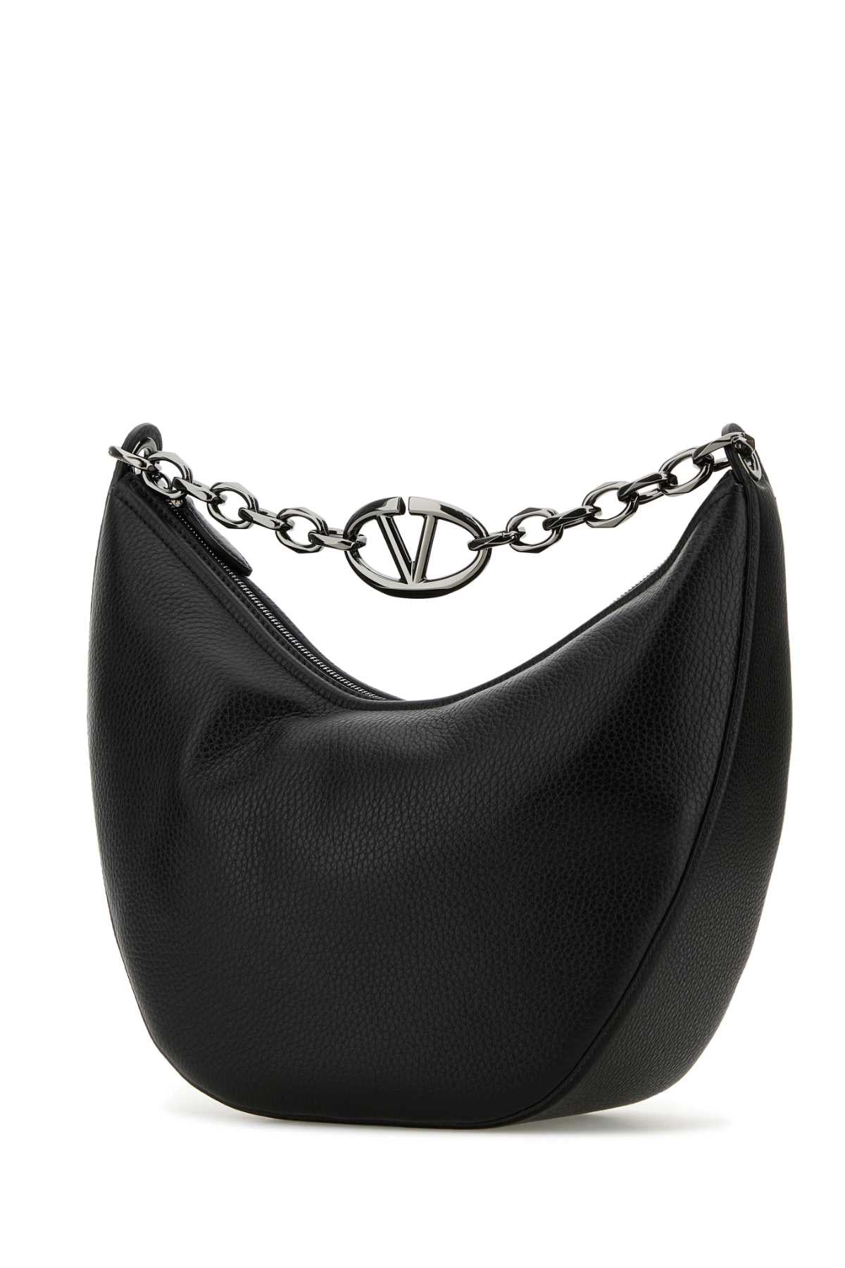 VALENTINO GARAVANI Valentino Garavani Men Black Leather Hobo Vlogo Moon Shoulder Bag